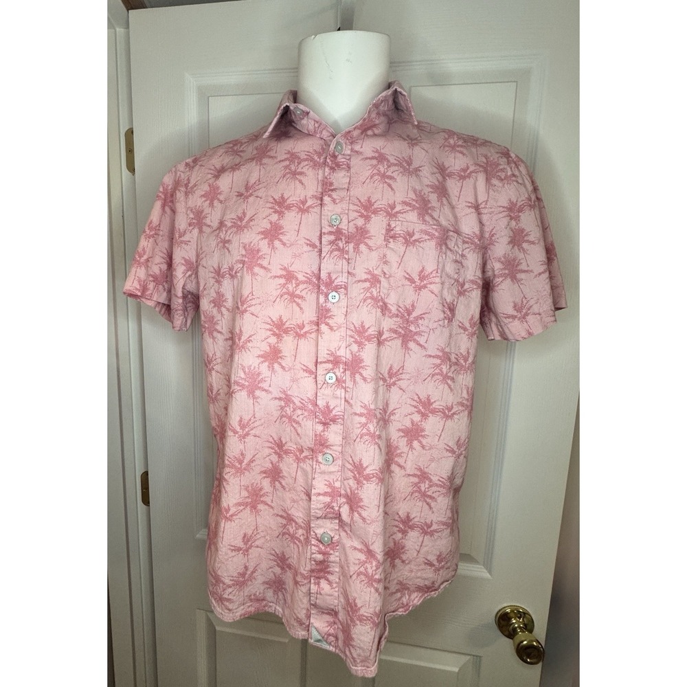 UNTUCKit Pink Palm Tree Short Sleeve Button-Down Shirt